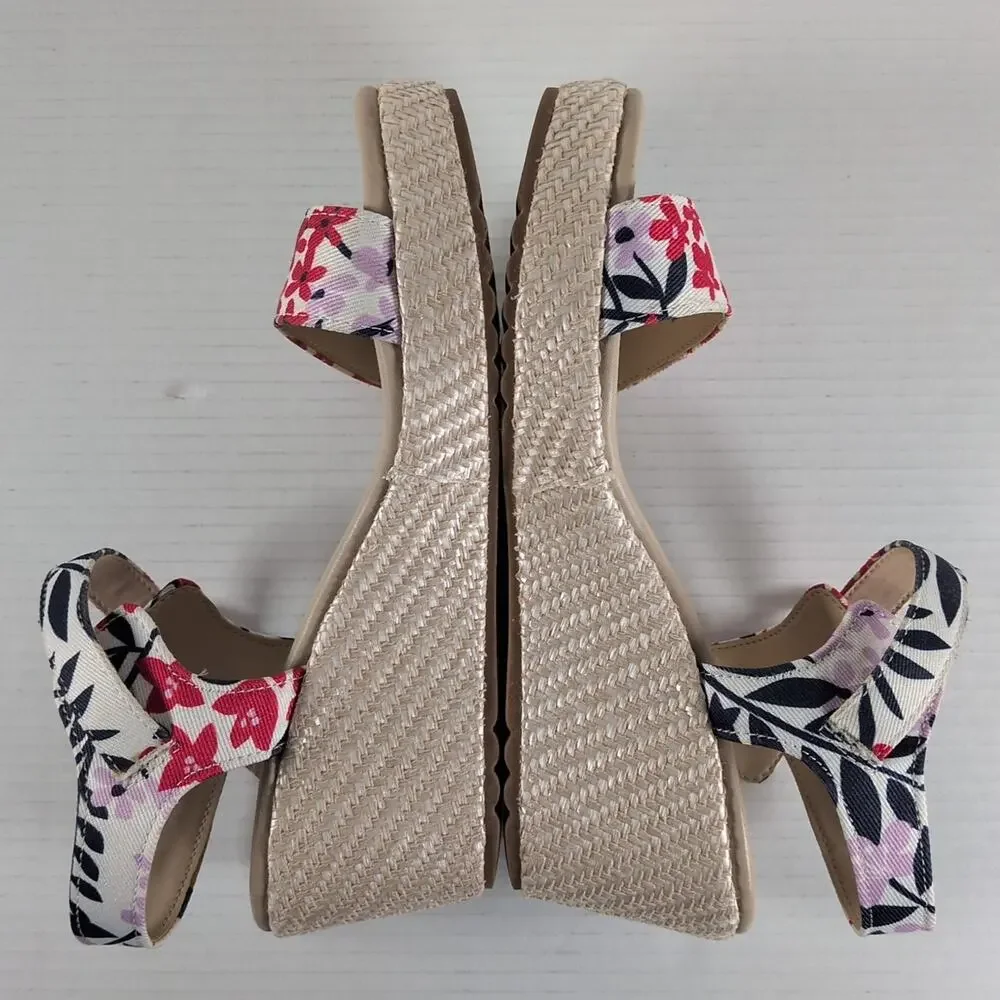 Naturalizer Stella Platform Wedge Sandals Womens 10W 10 Wide Resort Floral Print